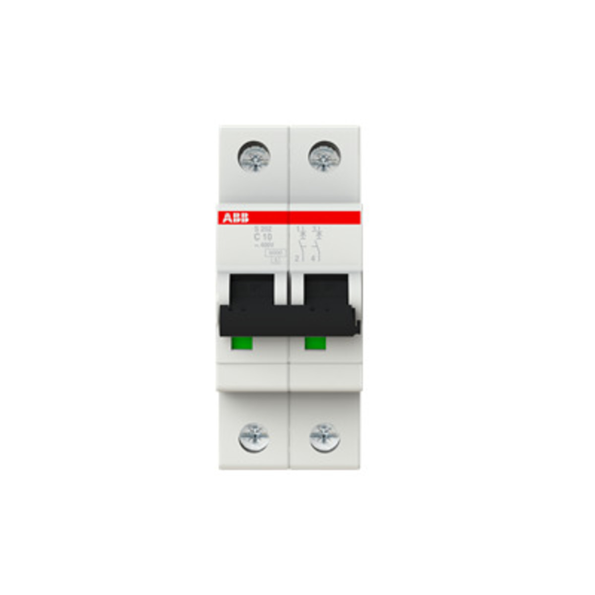Disyuntor Miniatura ABB S202-C10 (10A, 2 Polos, Curva C)