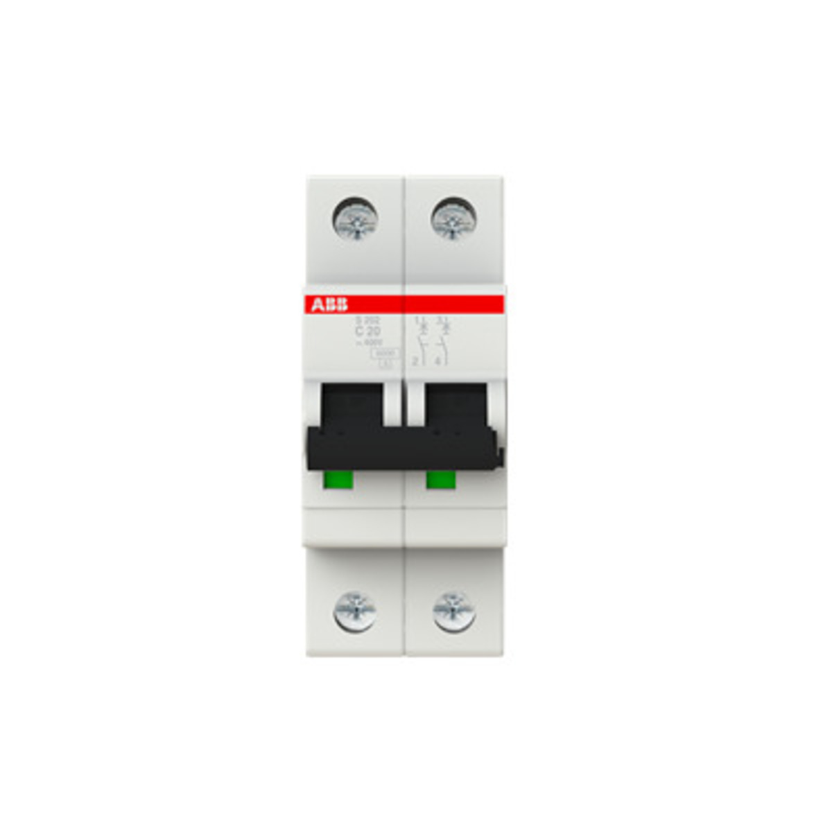 Disyuntor Miniatura ABB S202-C20 (20A, 2 Polos, Curva C)