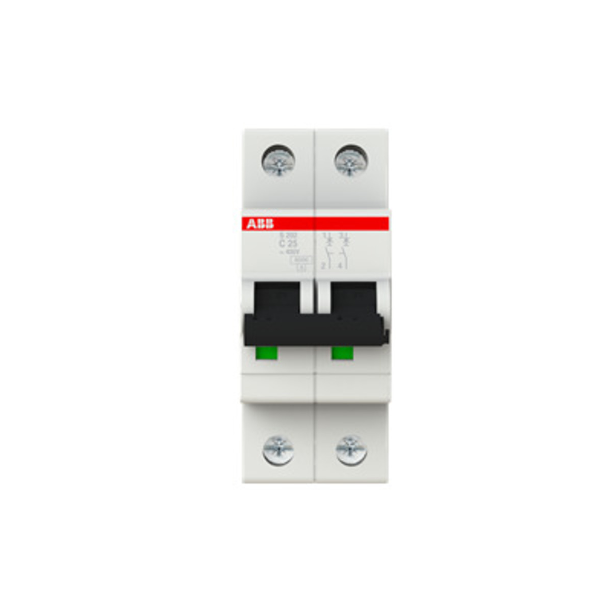 Disyuntor Miniatura ABB S202-C25 (25A, 2 Polos, Curva C)