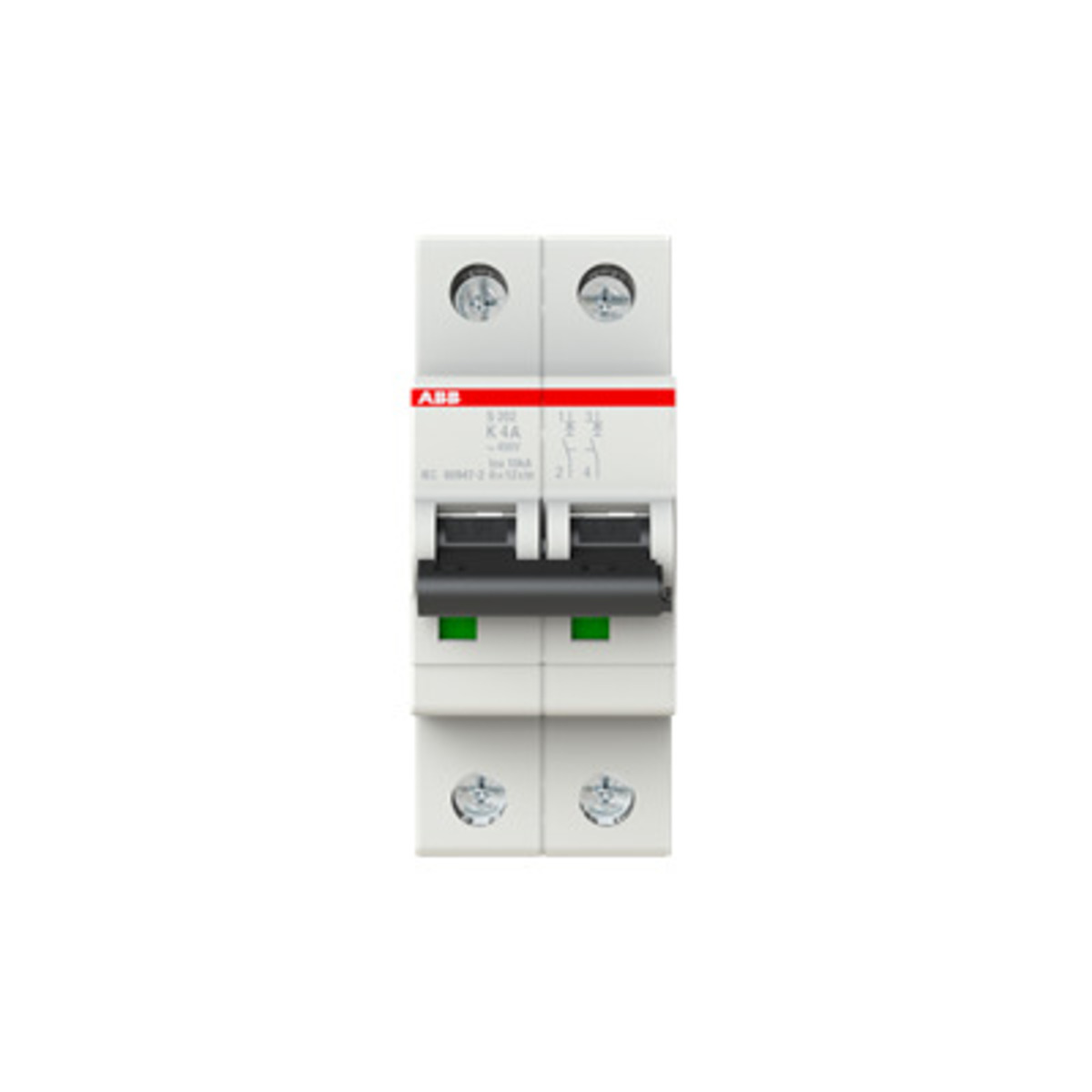 Disyuntor Miniatura ABB S202-K4 (4A, 2 Polos, Curva K)